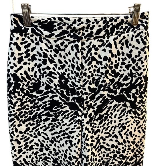 Tibi Animal Print Black &‎ White Straight Leg Flare Stretch Pants Career Size 0 - Picture 2 of 6